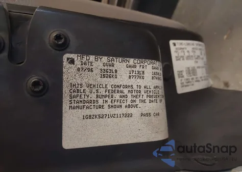 1997 Saturn Sl Sl2 from USA, damaged, VIN 1G8ZK5271VZ117222